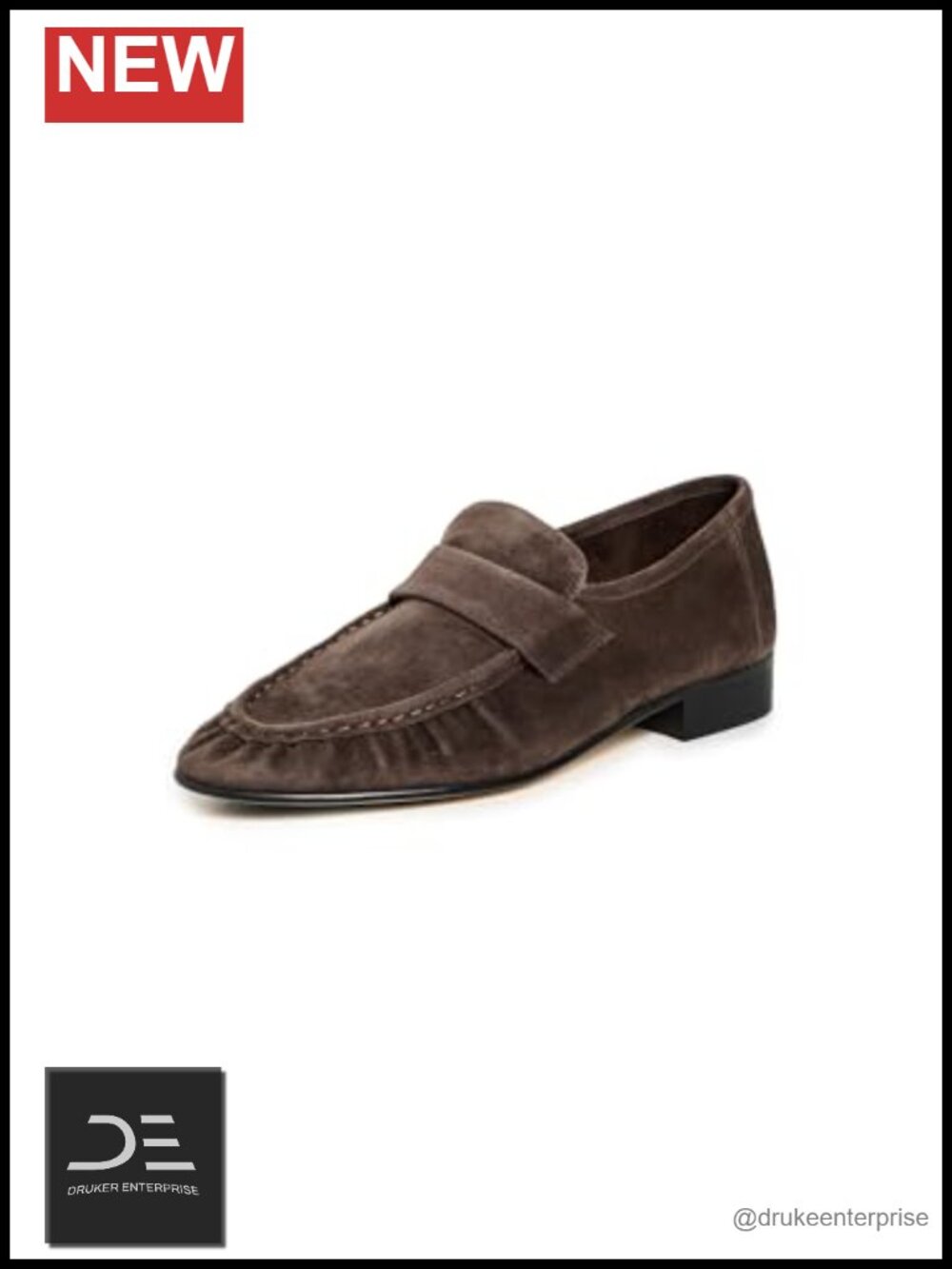 Suede Leather Kitten Heel Loafers Slip On Scrunch Detail Round Toe Women Shoes